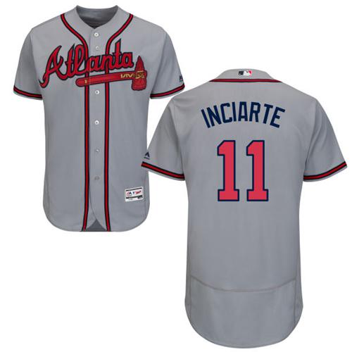 Braves #11 Ender Inciarte Grey Flexbase Authentic Collection Stitched MLB Jersey